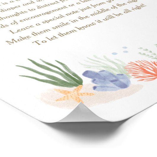 Unter dem Meer Babydusche Spätabenteuer Windeln Poster (Ecke)