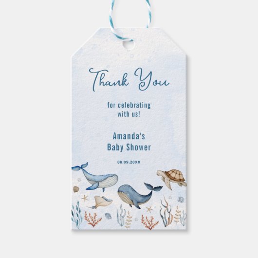 Unter dem Meer Babydusche Vielen Dank Geschenkanhänger (Vorderseite)