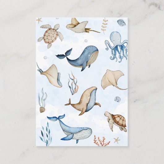 Unter dem Meer Babydusche Windelwanne Begleitkarte (Rückseite)