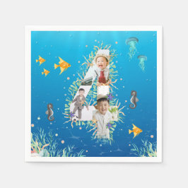 Unter dem Meer Big 4. Geburtstag FotoCollage Serviette