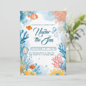 Unter dem Meer Birthday Bash Einladung (Stehend Vorderseite)