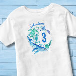 Unter dem Meer Birthday Boy Watercolor Ocean Anima Kleinkind T-shirt<br><div class="desc">Ein Design für eine Unterwasserfeier für Ihren Geburtstagskind mit handgemalten Meereslebewesen wie Wal,  Schildkröten,  Quallen und Meerpferden! Sehen Sie sich die komplette passende Party-Auflistung an.</div>