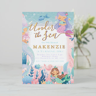 Unter dem Meer Birthday Meerjungfrau Folieneinladung
