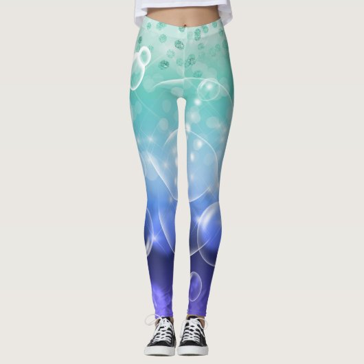 Unter dem Meer bläst Grün und Lila Ozean Leggings (Vorderseite)