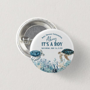 Unter dem Meer Blau Ahoi Es ist ein Junge Baby Sho Button