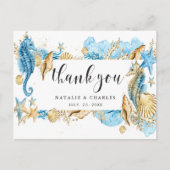 Unter dem Meer Blau & Gold Vielen Dank Postkarte (Vorderseite)
