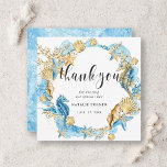 Unter dem Meer Blau & Gold Vielen Dank Square Card Dankeskarte<br><div class="desc">Personalisieren Sie diese "Under the Sea Blue and Gold Square" Dankeschön Card mit Seepferden,  Seesternen,  Muscheln und Korallenriffen. Für eine weiter gehende Anpassung dieses Designs klicken Sie bitte auf die Schaltfläche "Anpassen" oben! Matching-Elemente sind ebenfalls verfügbar.</div>