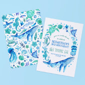 Unter dem Meer Blaue Meereslebewesen Einladung