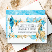 Unter dem Meer blauer Goldener Sommerhochzeit Einl Einladung