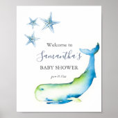 Unter dem Meer Blauer Whale Babyduschplakate Poster (Vorne)