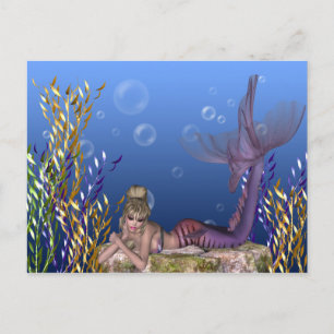 Unter dem Meer Blonde Mermaid Fantasy Postkarten