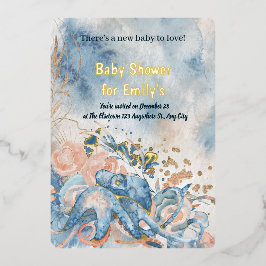 Unter dem Meer Blue Beach Whale babyShower Folieneinladung