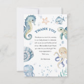 Unter dem Meer Blue Boy Watercolor Baby Shower Dankeskarte (Vorderseite)