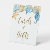 Unter dem Meer Blue Gold Hochzeitskarten und Gesch Sockelschild (Vorderseite)
