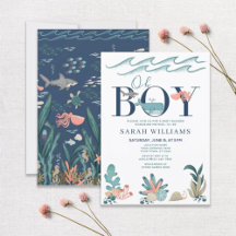 Unter dem Meer Blue Watercolor Oh Boy Baby Shower