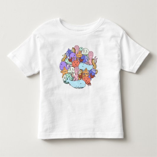 Unter dem Meer, Circle of Sea Life! Niedlich Kleinkind T-shirt (Vorderseite)