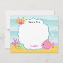 Unter dem Meer Dankeschön Karte (Mädchen) - Ozean