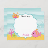 Unter dem Meer Dankeschön Karte (Mädchen) - Ozean (Vorne/Hinten)