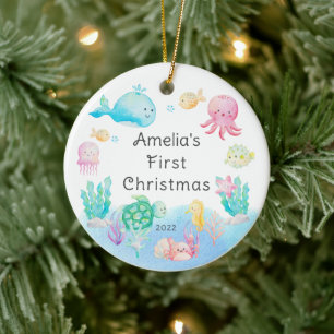 Unter dem Meer das erste Weihnachtsfest des Babys Keramik Ornament