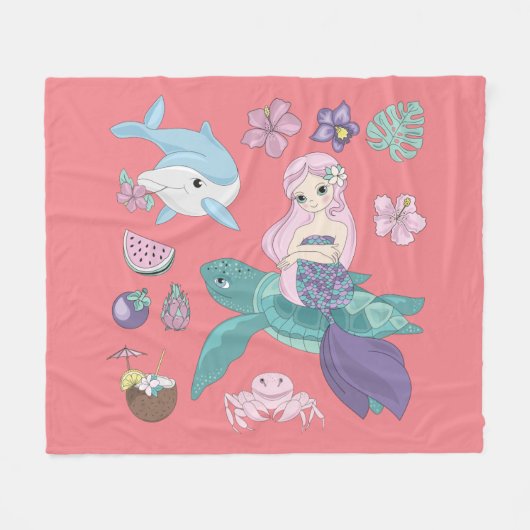 "Unter dem Meer" Decke für Mädchen. (Vorderseite (Horizontal))