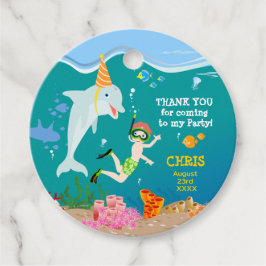 Unter dem Meer Delphine und Jungen Geburtstagspart Geschenkanhänger