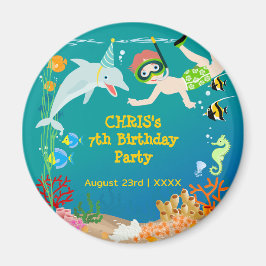 Unter dem Meer Delphine und Jungen Geburtstagspart Magnet