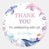 Unter dem Meer Dolphin Aufkleber Etiketten Geburts (Vorderseite)