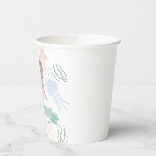 Unter dem Meer dunkle Haut Meerjungfrau Weißer Geb Pappbecher (Links)