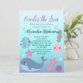 Unter dem Meer Ein Ocean Beach Girls ersten Geburt Einladung (Stehend Vorderseite)