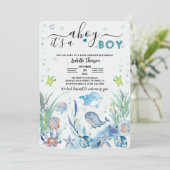 unter dem Meer eine Babydusche Einladung (Stehend Vorderseite)