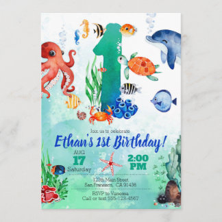 Unter dem Meer Einladung für den 1. Geburtstag