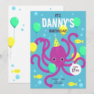 Unter dem Meer Einladung, Tintenfisch Geburtstag Einladung
