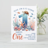 Unter dem Meer Einladung zum 1. Geburtstag (Stehend Vorderseite)