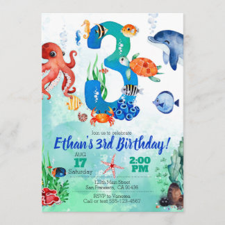 Unter dem Meer Einladung zum 3. Geburtstag