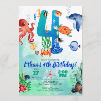 Unter dem Meer Einladung zum 4. Geburtstag