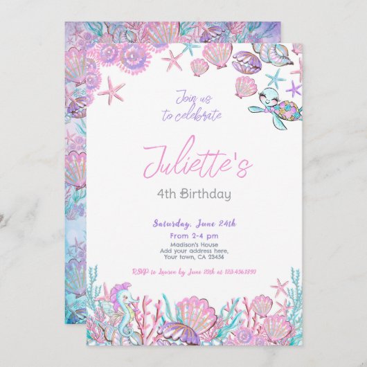 Unter dem Meer Einladung zum Geburtstag (Vorne/Hinten)