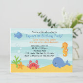 Unter dem Meer Einladung zum Geburtstag (Jungen) (Stehend Vorderseite)