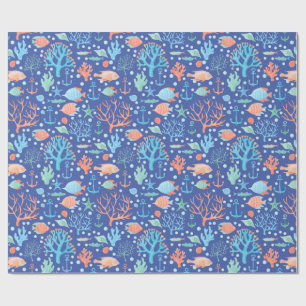 Unter dem Meer Engel Fisch Korallen Anker Nautilus Geschenkpapier