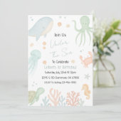 Unter dem Meer erste Einladung zum Geburtstag (Stehend Vorderseite)