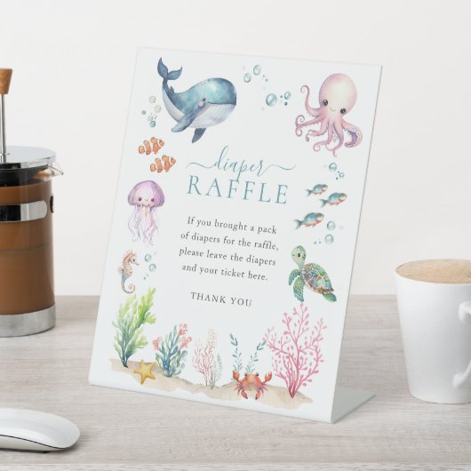 Unter dem Meer farbenfrohe Babydusche Windelwanne Sockelschild (In SItu)