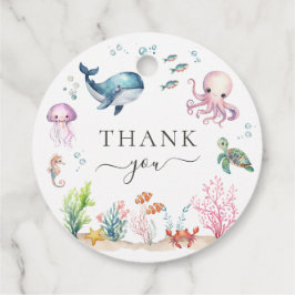 Unter dem Meer farbenfrohe Meerestiere Babydusche Geschenkanhänger