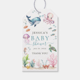 Unter dem Meer farbenfrohe Meerestiere Babydusche Geschenkanhänger