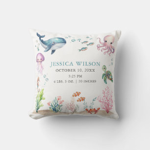Unter dem Meer farbenfroher Ozean Baby Birth Stat Kissen