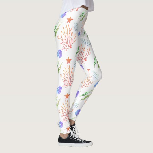 Unter dem Meer farbige Coral Starfish Seashell Leggings (Rechts)