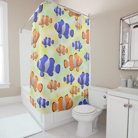 Unter dem Meer farbiger Clownfisch Duschvorhang (Beispiel)