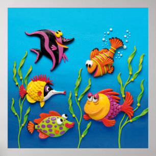 Unter dem Meer Fisch Baby Jungen Dusche Kinderzimm Poster