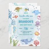 Unter dem Meer Geburtstag Einladung (Vorne/Hinten)