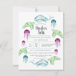 Unter dem Meer Geburtstag | Meerestiere Wasserfarb Einladung