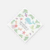 Unter dem Meer Geburtstag Niedlicher Kawaii Ocean  Serviette (Ecke)