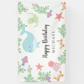 Unter dem Meer Geburtstag Niedliches Kawaii Pastel Banner (Vertikal)